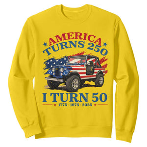 America Turns 250 I Turn 50 1976 50th Birthday Sweatshirt Compact Classic Off-road SUV TS14 Daisy Print Your Wear