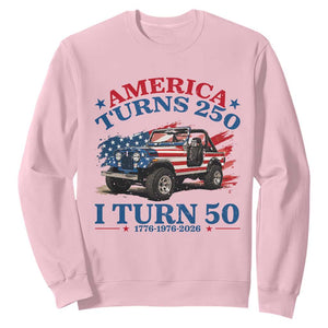 America Turns 250 I Turn 50 1976 50th Birthday Sweatshirt Compact Classic Off-road SUV