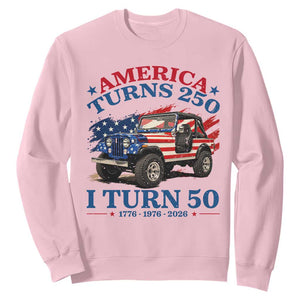 America Turns 250 I Turn 50 1976 50th Birthday Sweatshirt Compact Classic Off-road SUV TS14 Light Pink Print Your Wear