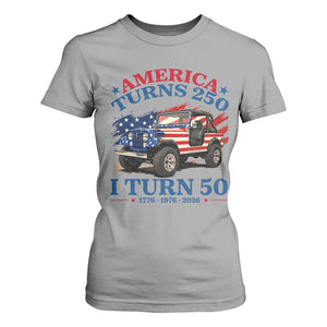 America Turns 250 I Turn 50 1976 50th Birthday T Shirt For Women Compact Classic Off-road SUV TS14 Sport Gray Print Your Wear