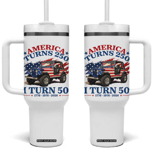 America Turns 250 I Turn 50 1976 50th Birthday Tumbler With Handle Compact Classic Off-road SUV TS14 One Size: 40 oz White Print Your Wear