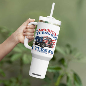 America Turns 250 I Turn 50 1976 50th Birthday Tumbler With Handle Compact Classic Off-road SUV TS14 Print Your Wear