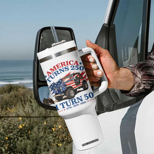 America Turns 250 I Turn 50 1976 50th Birthday Tumbler With Handle Compact Classic Off-road SUV TS14 Print Your Wear