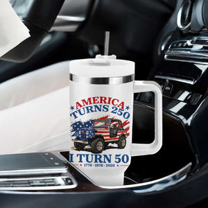 America Turns 250 I Turn 50 1976 50th Birthday Tumbler With Handle Compact Classic Off-road SUV TS14 Print Your Wear