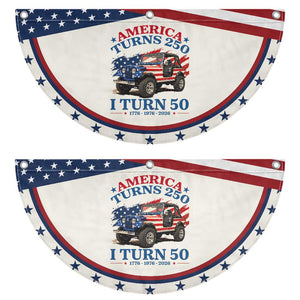 America Turns 250 I Turn 50 1976 50th Birthday Patriotic Fan Flag Compact Classic Off-road SUV TS14 2pcs pack Classic Beige Print Your Wear