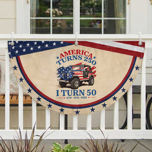 America Turns 250 I Turn 50 1976 50th Birthday Patriotic Fan Flag Compact Classic Off-road SUV TS14 2pcs pack Classic Tan Print Your Wear