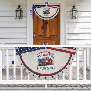 America Turns 250 I Turn 50 1976 50th Birthday Patriotic Fan Flag Compact Classic Off-road SUV