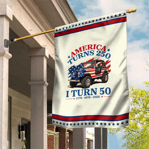 America Turns 250 I Turn 50 1976 50th Birthday Patriotic Garden Flag Compact Classic Off-road SUV TS14 Modern Beige Red Print Your Wear