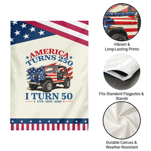 America Turns 250 I Turn 50 1976 50th Birthday Patriotic Garden Flag Compact Classic Off-road SUV TS14 Print Your Wear