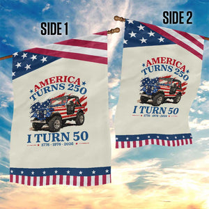 America Turns 250 I Turn 50 1976 50th Birthday Patriotic Garden Flag Compact Classic Off-road SUV TS14 Print Your Wear