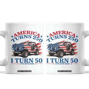 America Turns 250 I Turn 50 1976 50th Birthday Coffee Mug Compact Classic Off-road SUV