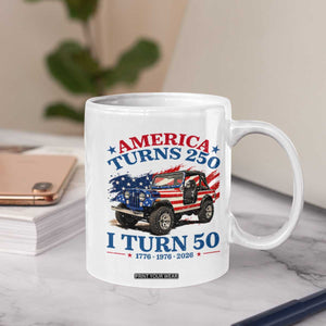 America Turns 250 I Turn 50 1976 50th Birthday Coffee Mug Compact Classic Off-road SUV TS14 Print Your Wear