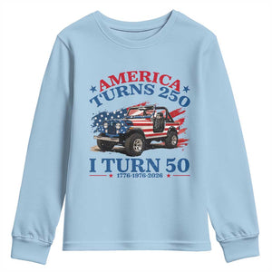 America Turns 250 I Turn 50 1976 50th Birthday Youth Sweatshirt Compact Classic Off-road SUV