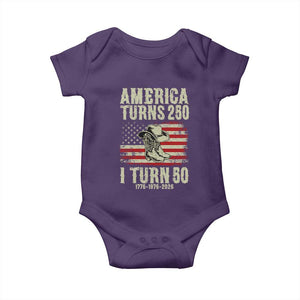America Turns 250 I Turn 50 1976 50th Birthday Baby Onesie Patriotic Cowboy Cowgirl Rodeo 4th of July