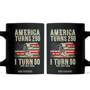 America Turns 250 I Turn 50 1976 50th Birthday Coffee Mug Patriotic Cowboy Cowgirl Rodeo 4th of July
