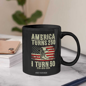 America Turns 250 I Turn 50 1976 50th Birthday Coffee Mug Patriotic Cowboy Cowgirl Rodeo 4th of July