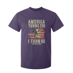 America Turns 250 I Turn 50 1976 50th Birthday T Shirt For Kid Patriotic Cowboy Cowgirl Rodeo 4th of July