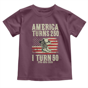 America Turns 250 I Turn 50 1976 50th Birthday Toddler T Shirt Patriotic Cowboy Cowgirl Rodeo 4th of July