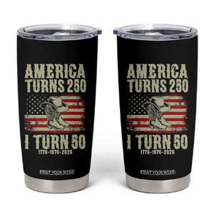 America Turns 250 I Turn 50 1976 50th Birthday Tumbler Cup Patriotic Cowboy Cowgirl Rodeo 4th of July