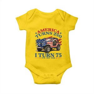 America Turns 250 I Turn 75 1951 75th Birthday Baby Onesie Compact Classic Off-road SUV