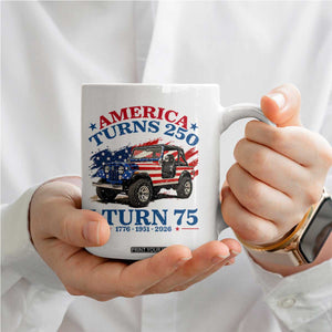 America Turns 250 I Turn 75 1951 75th Birthday Coffee Mug Compact Classic Off-road SUV