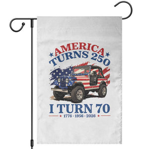 America Turns 250 I Turn 70 1956 70th Birthday Garden Flag Compact Classic Off-road SUV