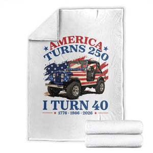 America Turns 250 I Turn 40 1986 40th Birthday Throw Blanket Compact Classic Off-road SUV