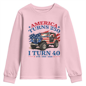 America Turns 250 I Turn 40 1986 40th Birthday Youth Sweatshirt Compact Classic Off-road SUV