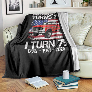 America Turns 250 I Turn 75 1951 75th Birthday Throw Blanket Vintage Classic Original American Old Pickup Truck
