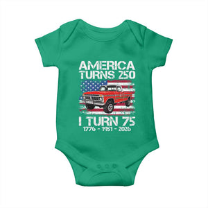 America Turns 250 I Turn 75 1951 75th Birthday Baby Onesie Vintage Classic Original American Old Pickup Truck