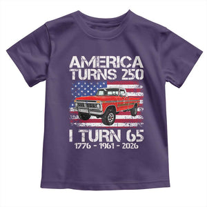 America Turns 250 I Turn 65 1961 65th Birthday Toddler T Shirt Vintage Classic Original American Old Pickup Truck