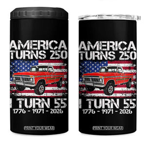 America Turns 250 I Turn 55 1971 55th Birthday 4 in 1 Can Cooler Tumbler Vintage Classic Original American Old Pickup Truck