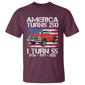 America Turns 250 I Turn 55 1971 55th Birthday T Shirt Vintage Classic Original American Old Pickup Truck