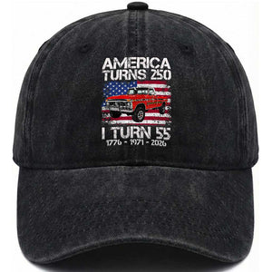 America Turns 250 I Turn 55 1971 55th Birthday Washed Cotton Baseball Cap Vintage Classic Original American Old Pickup Truck