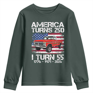 America Turns 250 I Turn 55 1971 55th Birthday Youth Sweatshirt Vintage Classic Original American Old Pickup Truck