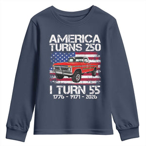 America Turns 250 I Turn 55 1971 55th Birthday Youth Sweatshirt Vintage Classic Original American Old Pickup Truck