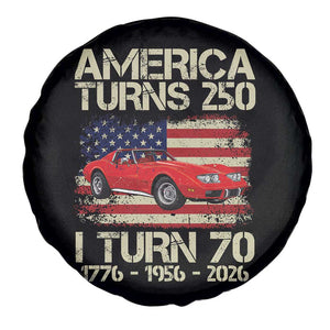 America Turns 250 I Turn 70 1956 70th Birthday Spare Tire Cover Sports Car Retro Americana
