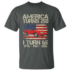 America Turns 250 I Turn 65 1961 65th Birthday T Shirt Sports Car Retro Americana