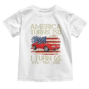 America Turns 250 I Turn 65 1961 65th Birthday Toddler T Shirt Sports Car Retro Americana
