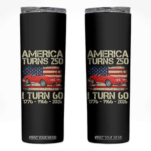 America Turns 250 I Turn 60 1966 60th Birthday Skinny Tumbler Sports Car Retro Americana