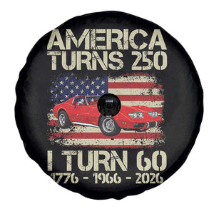 America Turns 250 I Turn 60 1966 60th Birthday Spare Tire Cover Sports Car Retro Americana