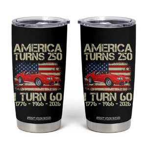 America Turns 250 I Turn 60 1966 60th Birthday Tumbler Cup Sports Car Retro Americana