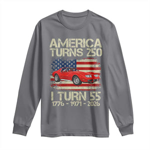 America Turns 250 I Turn 55 1971 55th Birthday Long Sleeve Shirt Sports Car Retro Americana