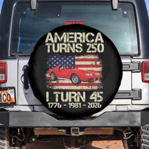 America Turns 250 I Turn 45 1981 45th Birthday Spare Tire Cover Sports Car Retro Americana