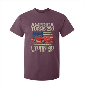 America Turns 250 I Turn 40 1986 40th Birthday T Shirt For Kid Sports Car Retro Americana