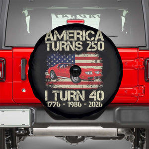 America Turns 250 I Turn 40 1986 40th Birthday Spare Tire Cover Sports Car Retro Americana