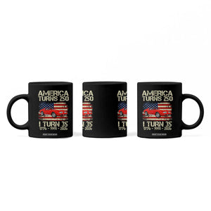 America Turns 250 I Turn 35 1991 35th Birthday Coffee Mug Sports Car Retro Americana