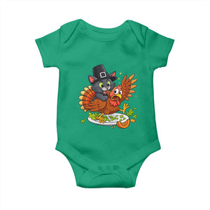 Funny Thanksgiving Cat Pilgrim Eat Turkey Baby Onesie TS14 Irish Green Print Your Wear
