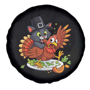 Funny Thanksgiving Cat Pilgrim Eat Turkey Spare Tire Cover TS14 Print Your Wear