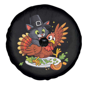 Funny Thanksgiving Cat Pilgrim Eat Turkey Spare Tire Cover TS14 Print Your Wear